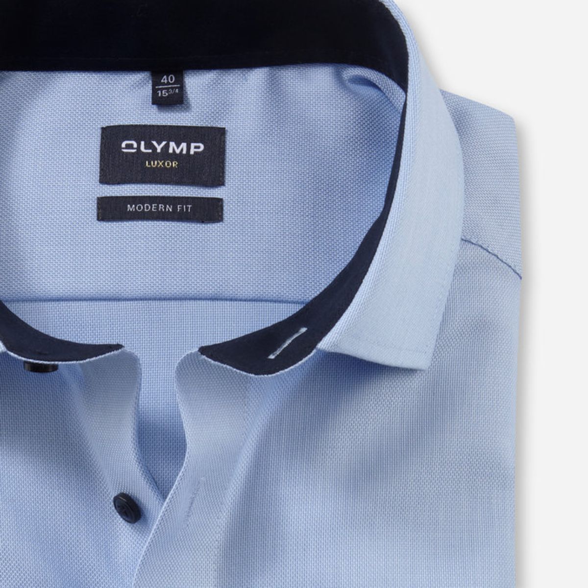 Olymp Modern Fit Shirt - Light Blue/Navy Trim