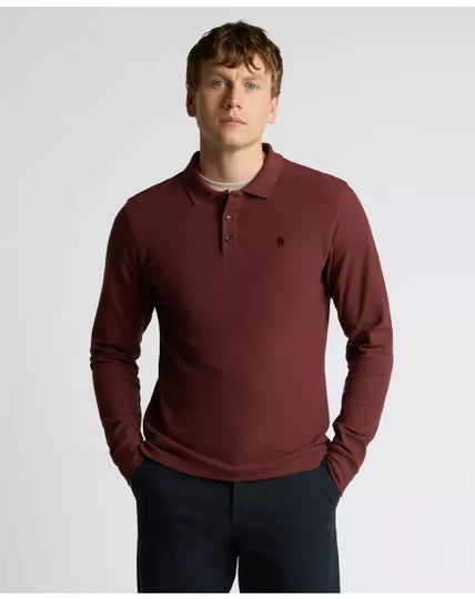 Remus Uomo Slim Fit Long Sleeve Polo Shirt - Maroon