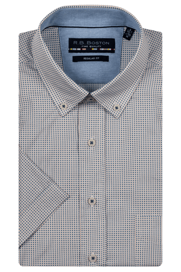 RB.Boston Short Sleeve Shirt-White /Blue/ Coral