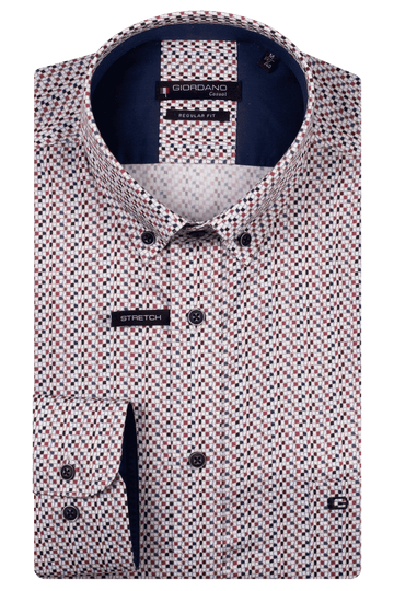 Giordano  Long Sleeve Shirt - White/Mauve Print