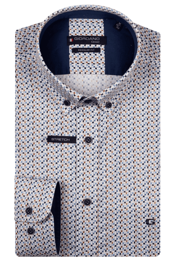 Giordano  Long Sleeve Shirt - White/Navy Print