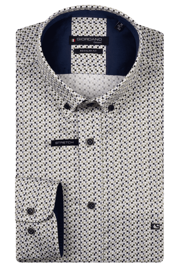 Giordano  Long Sleeve Shirt - White/Green Print