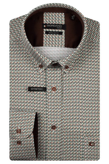 Giordano  Long Sleeve Shirt -Green /Brown Print