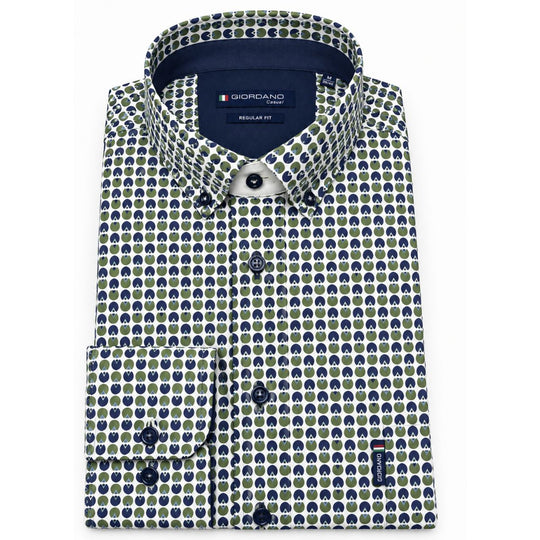 Giordano Long Sleeve Shirt  graphic Green Print