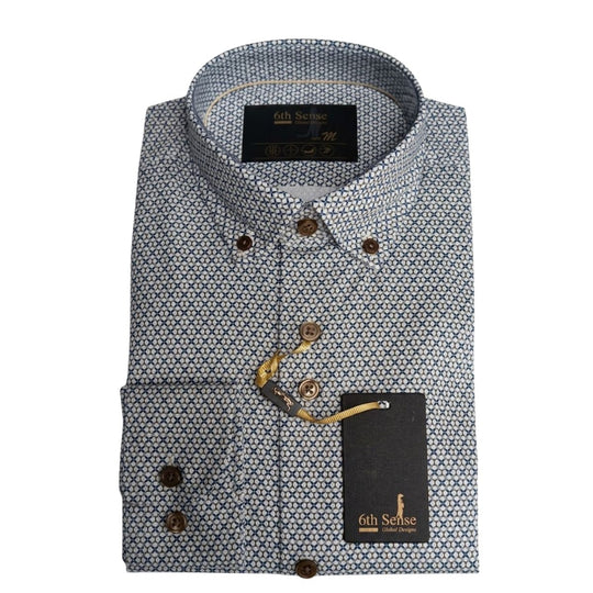 6th Sense Long Sleeve Shirt-Blue Green Print