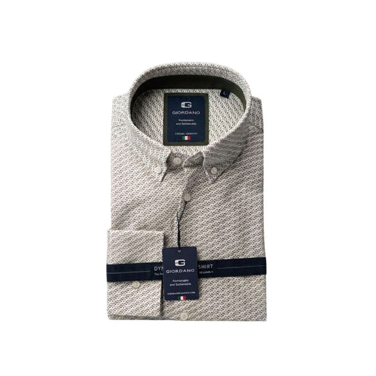 Giordano  Long Sleeve Shirt -Twill  green Print