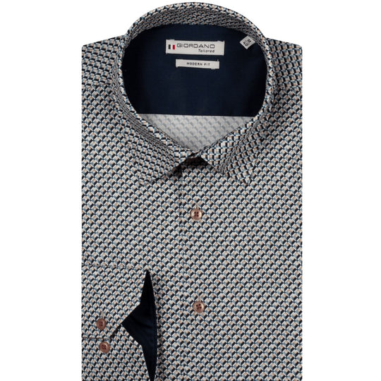 Giordano  Long Sleeve Shirt -Twill graphic print Navy