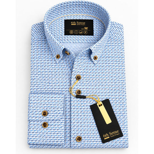 6th Sense  Long Sleeve Shirt  graphic Blue Gold Print