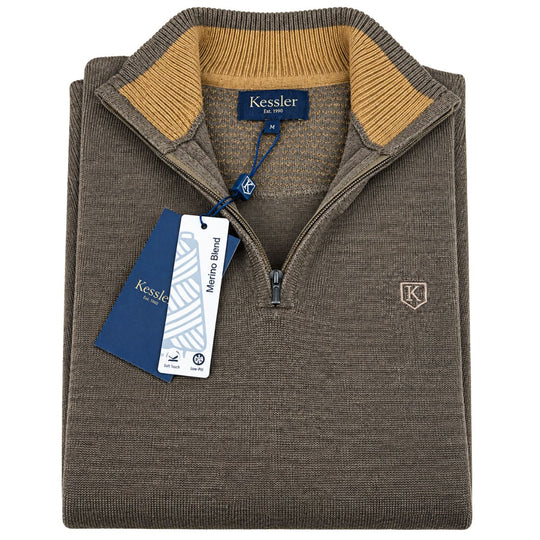 Kessler 1/4 Zip Sweater-Brown