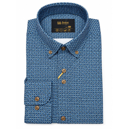 6th Sense  Long Sleeve Shirt  graphic Blue /Navy Print