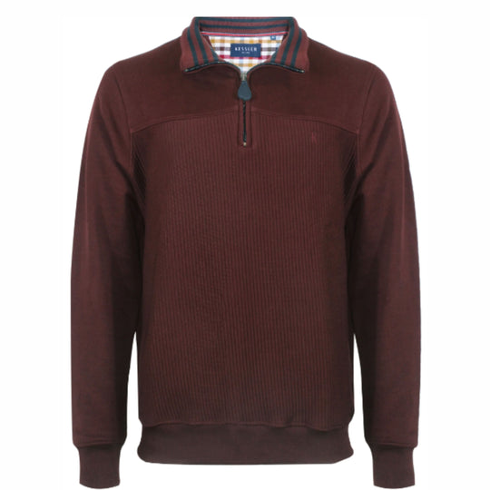 Kessler 1/2 Zip Ribbed Sweater- Burgundy
