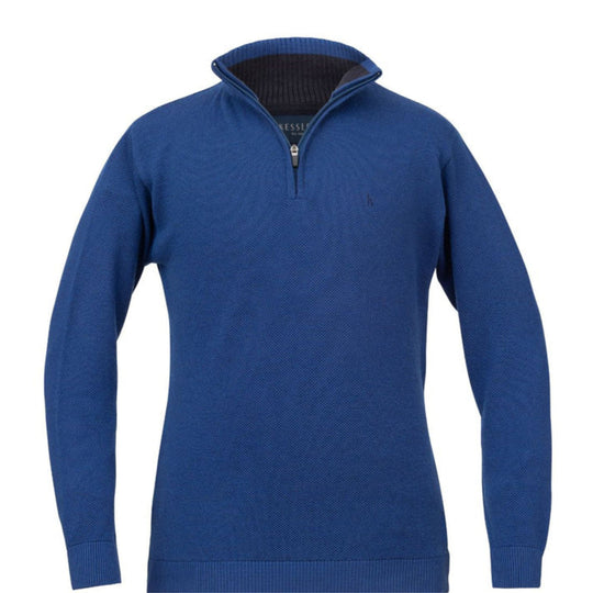 Kessler Merino Wool Blend 1/4 Zip Sweater - Blue