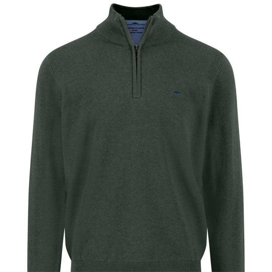 Fynch-Hatton 1/4 Zip Sweater -Forest Green