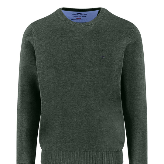 Fynch-Hatton Crew Neck Sweater-Dark Ivy