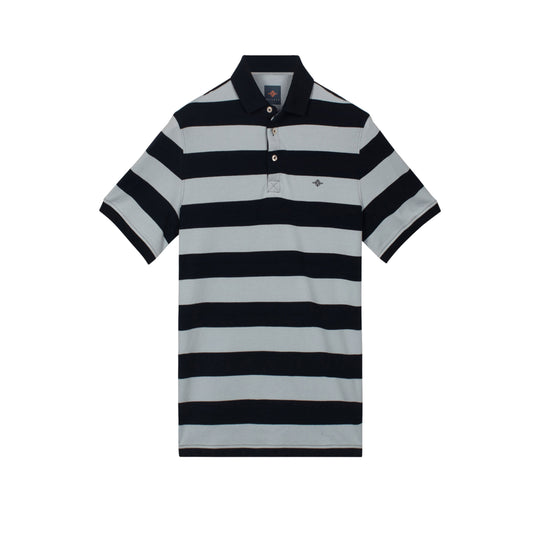 Baileys Short Sleeve Polo -Navy /Blue stripe