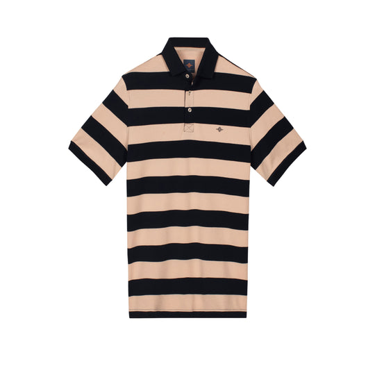 Baileys Short Sleeve Polo -Pink /Navy stripe