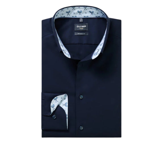 Olymp Modern Fit Shirt - Navy /white Trim