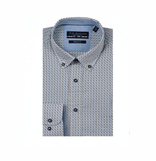 R.B. Boston Long Sleeve Shirt -Green/Blue Print