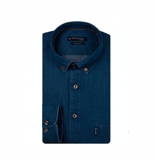 Giordano  Long Sleeve Shirt -Soft washed denim