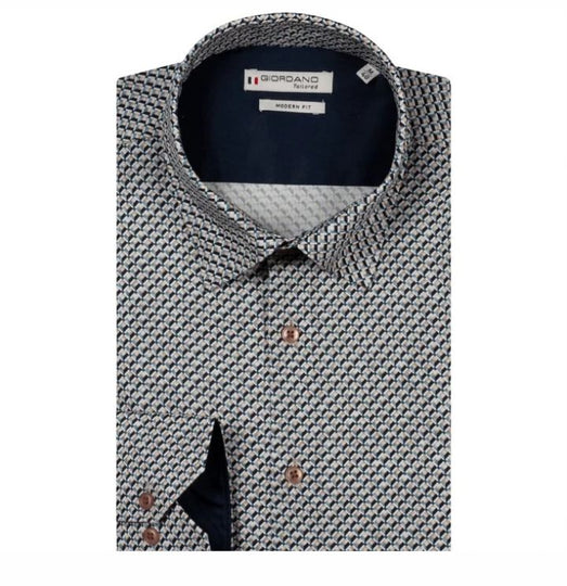 Giordano  Long Sleeve Shirt -Twill graphic print Navy
