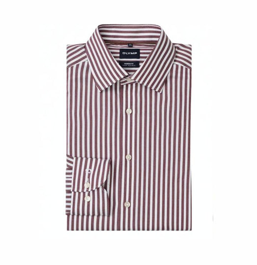 Olymp Modern Fit Shirt Bengal Stripe - Burgundy
