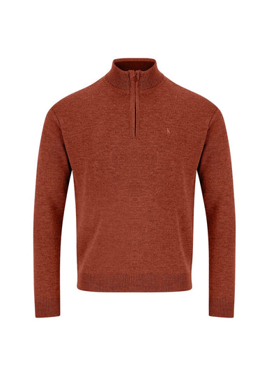 Kessler Merino Wool Blend 1/4 Zip Sweater-Rust