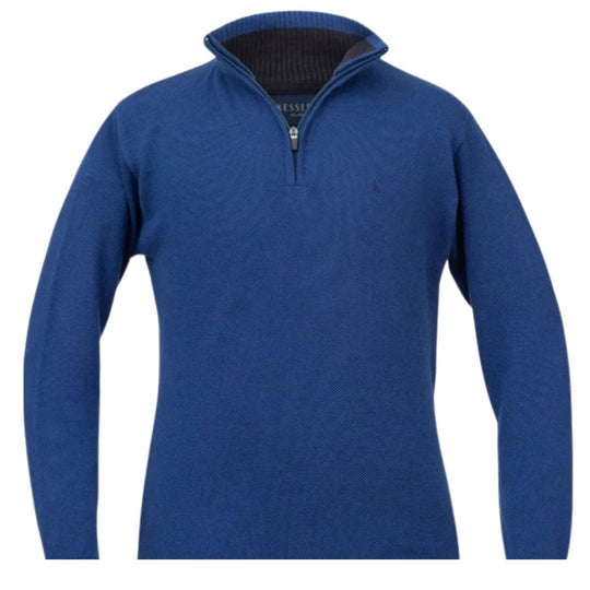 Kessler Merino Wool Blend 1/4 Zip Sweater - Blue