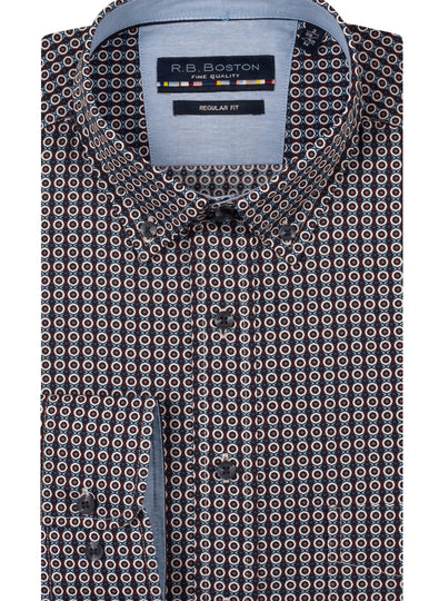 RB.Boston long Sleeve Shirt- Burgundy Print