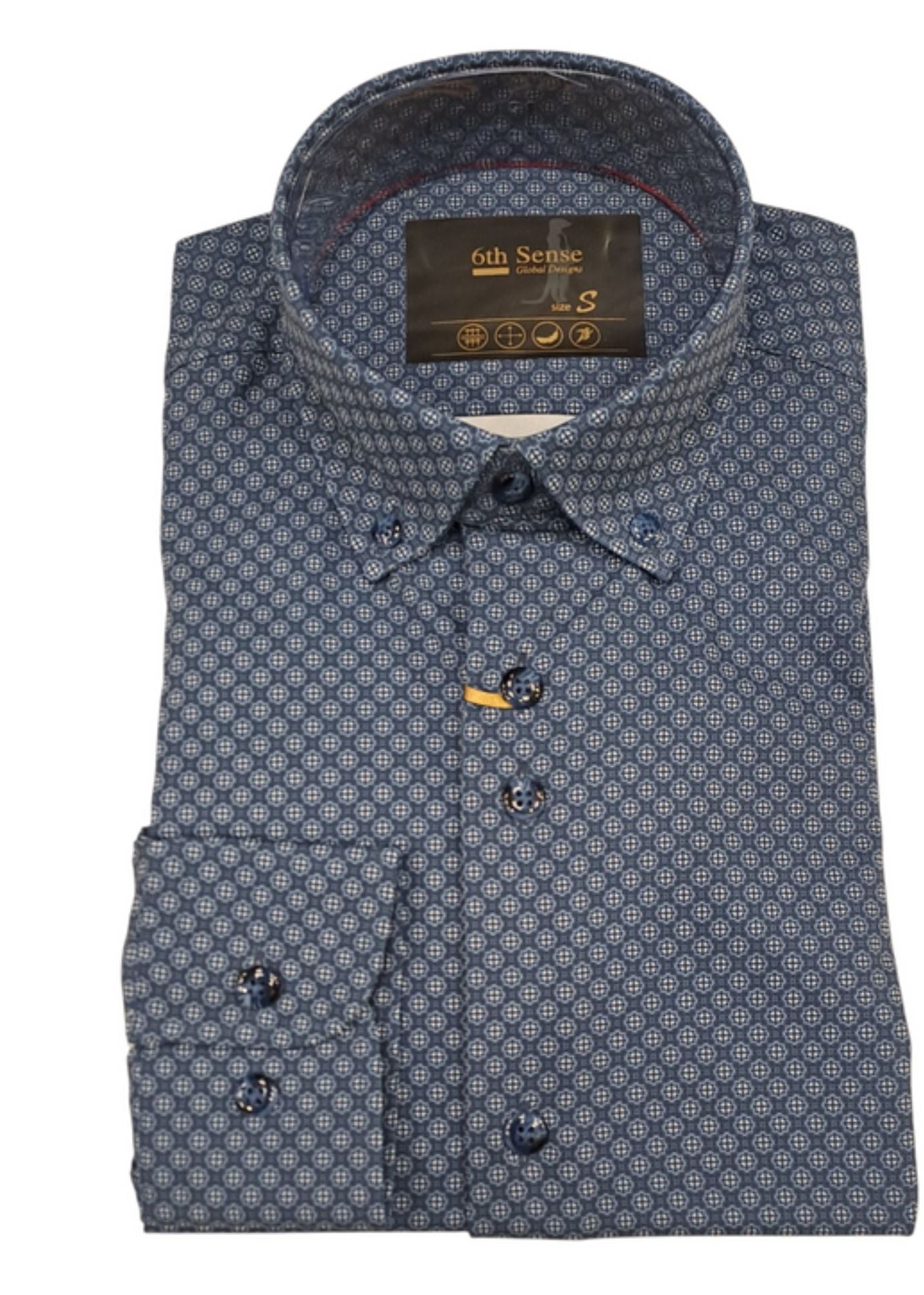 6th Sense Long Sleeve Shirt-Blue Print
