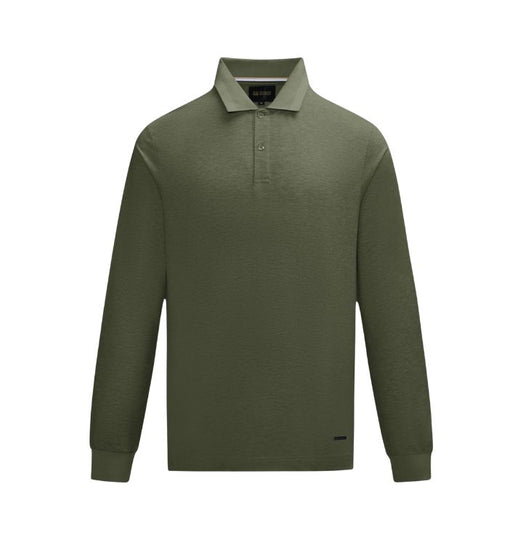 6th Sense  Long  Sleeve Polo -Olive