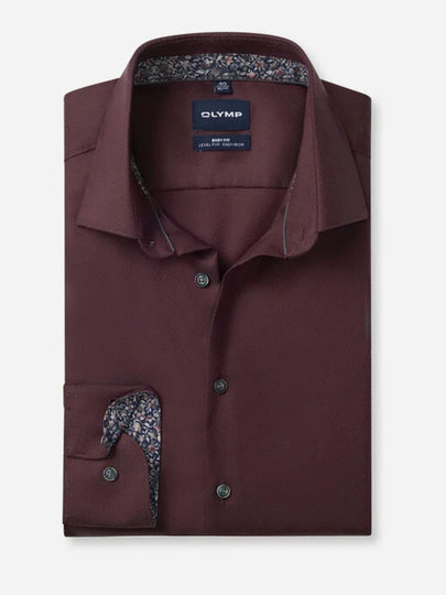 Olymp Body Fit Shirt - Wine/Navy Collar