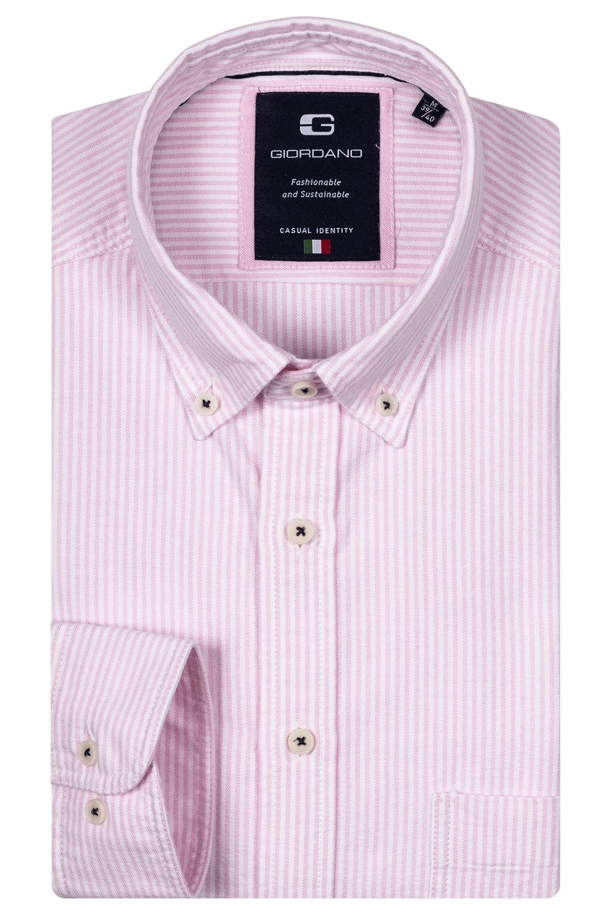 Giordano  Long Sleeve Shirt - Pink Stripe