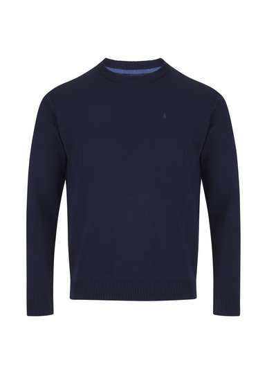 Kessler Merino Wool Blend Crew Neck Sweater-Navy