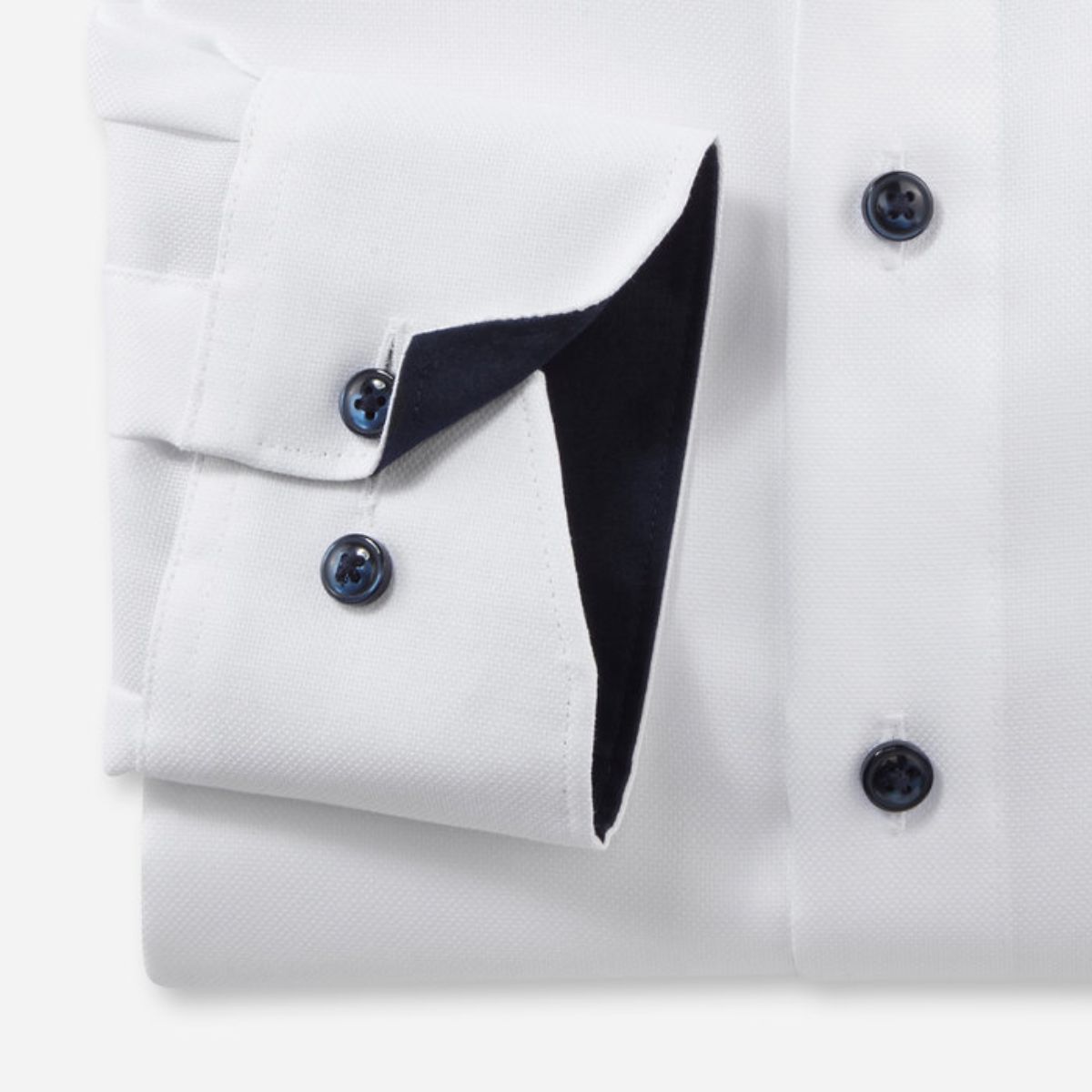 Olymp Modern Fit Shirt - White/Navy Trim