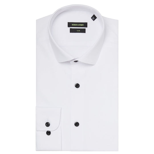 Remus Uomo Tapered Fit Cotton Stretch Shirt - White