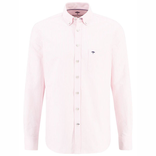 Fynch-Hatton Long Sleeve Oxford Shirt - Pink Stripe
