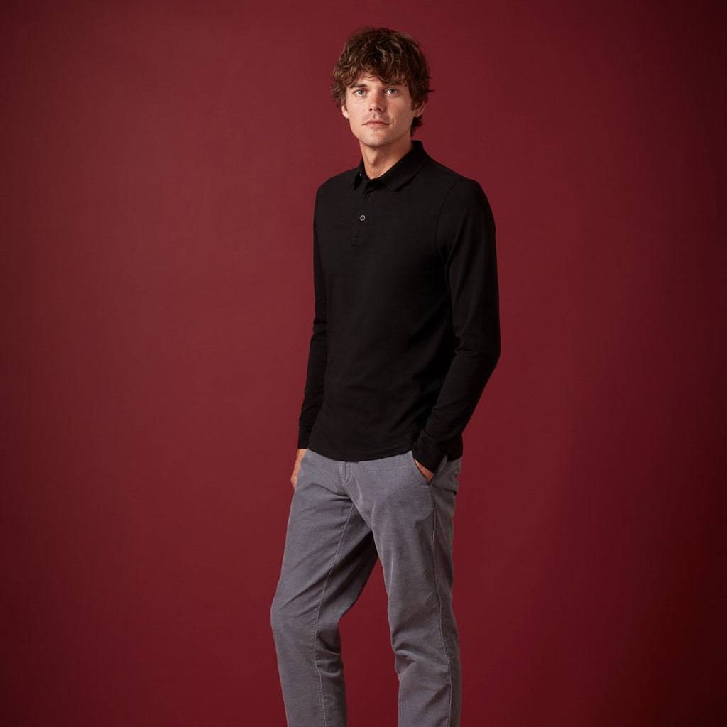 Remus Uomo Tapered Fit Long Sleeve Polo - Bernard Owens