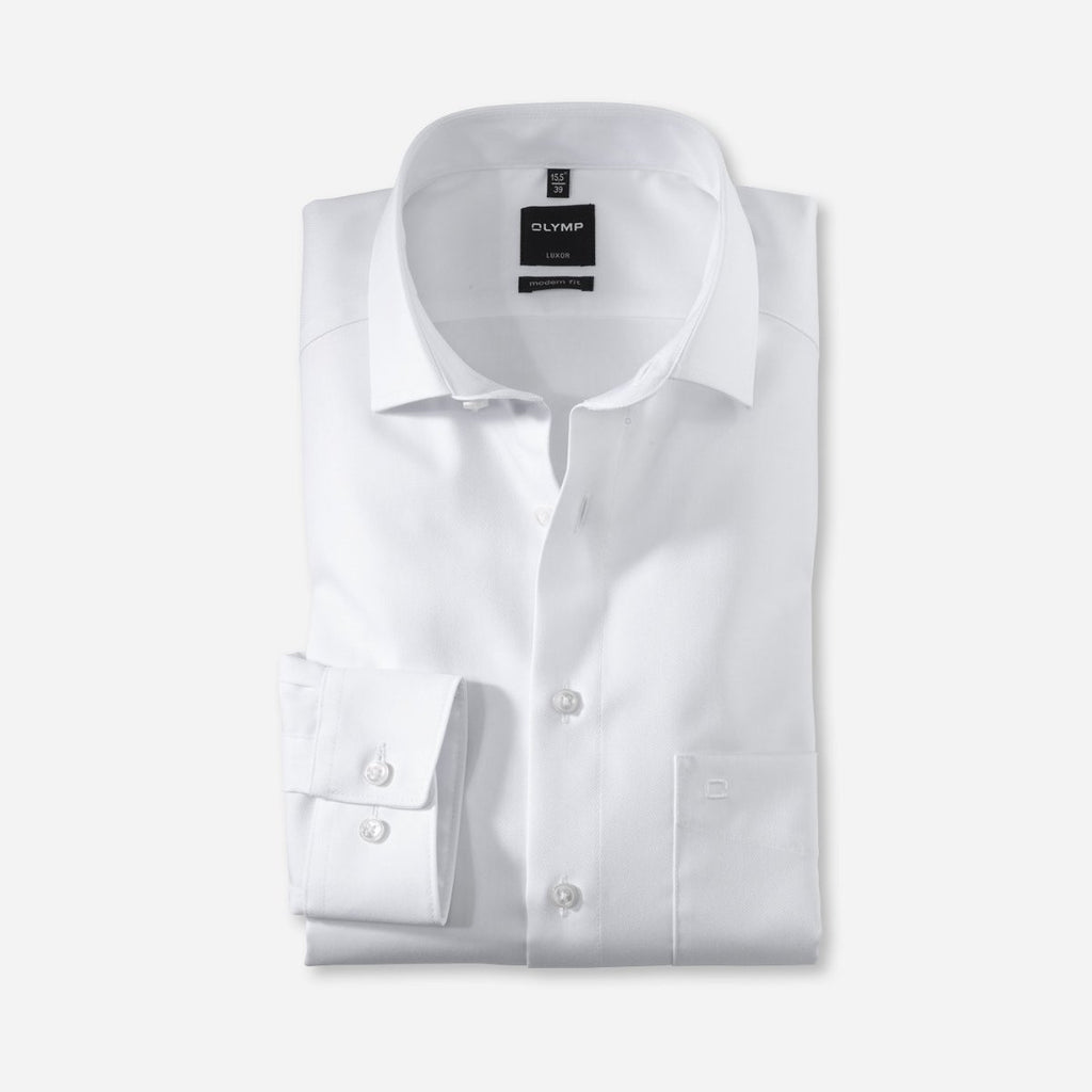 Olymp Modern Fit White Dress Shirt - Bernard Owens