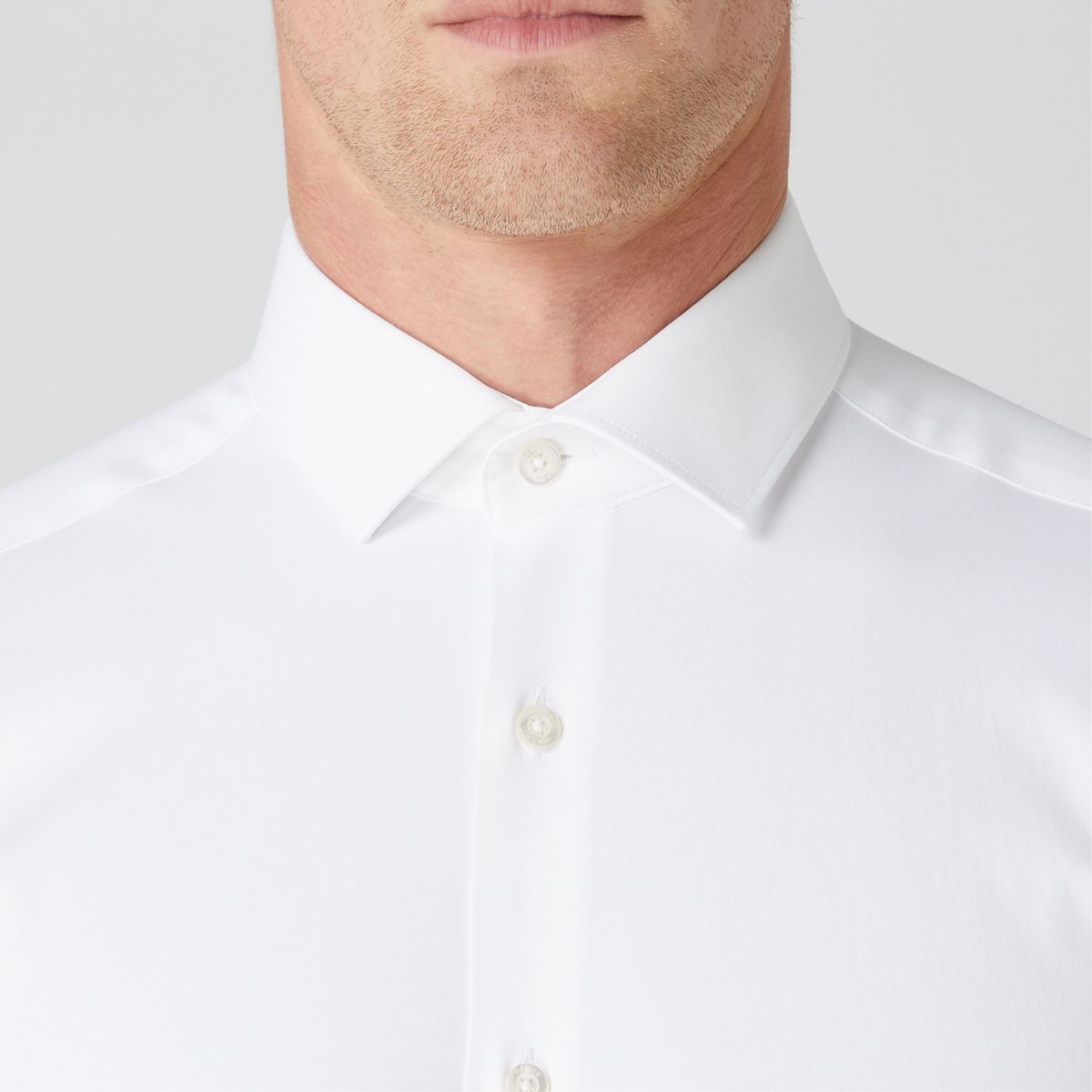 Remus Uomo Tapered Fit Cotton Stretch Shirt - White