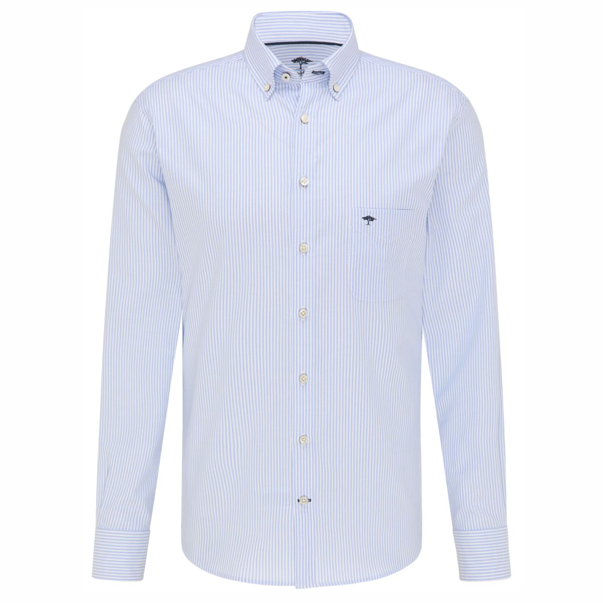 Fynch-Hatton Long Sleeve Oxford Shirt - Blue Stripe