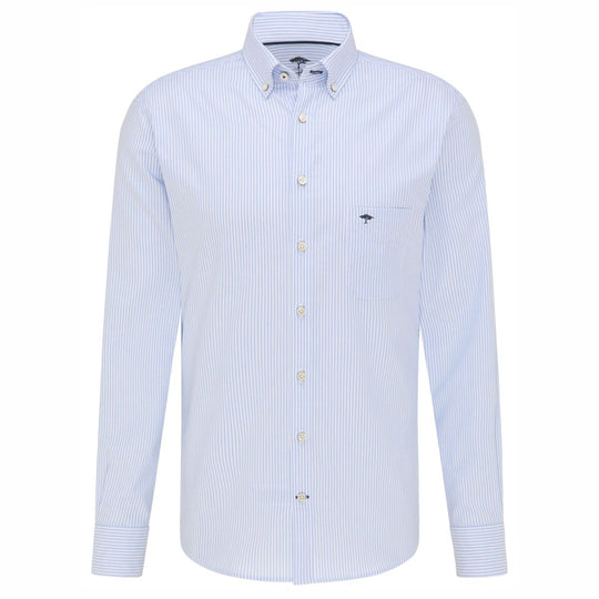 Fynch-Hatton Long Sleeve Oxford Shirt - Blue Stripe