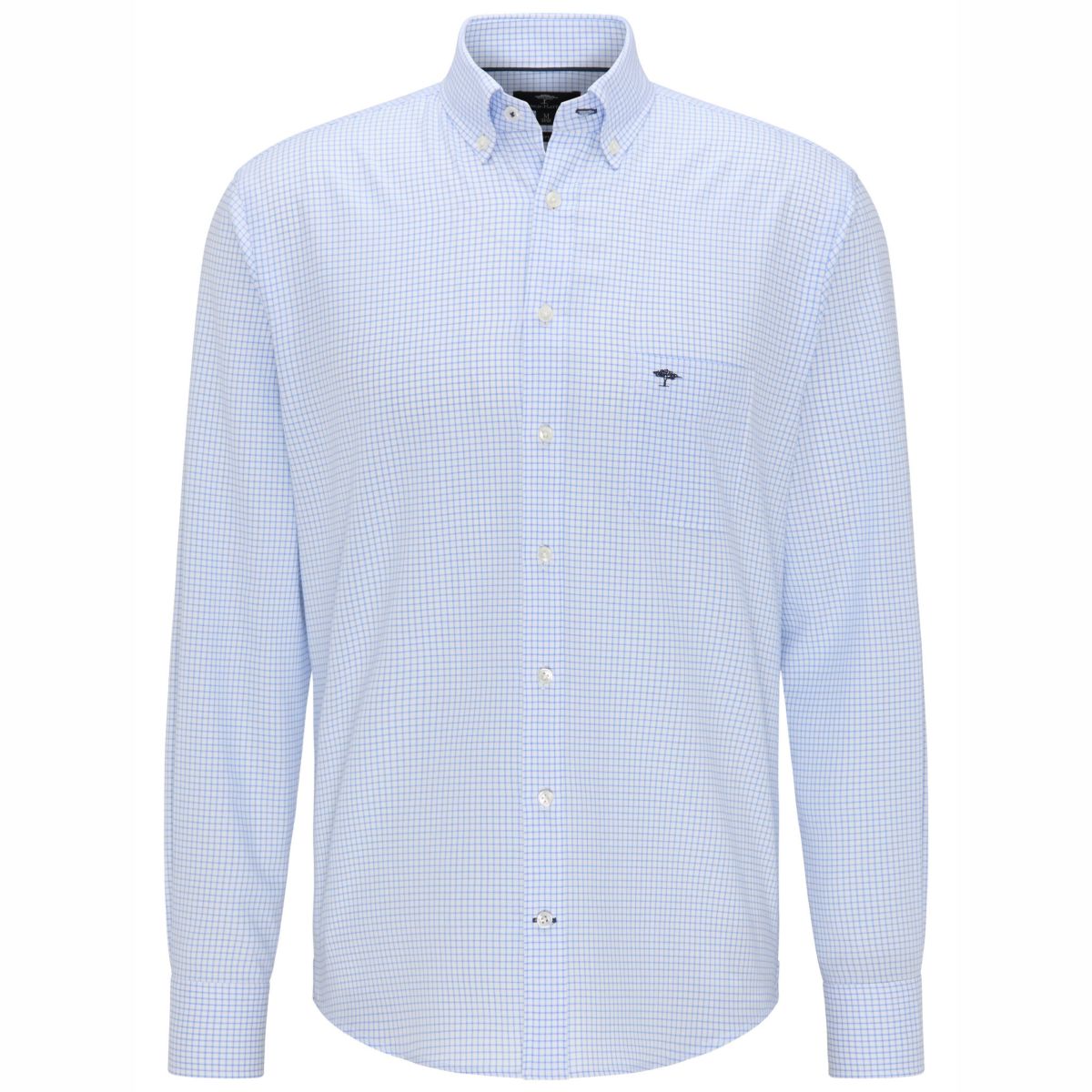 Fynch-Hatton Long sleeve Oxford Shirt - Blue Check